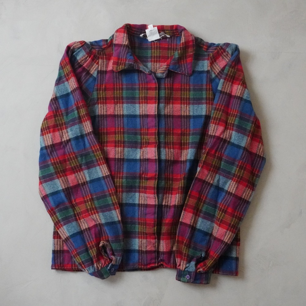 Vintage Marc D'Alcy Wool Plaid Shirt 10 Womens Medium Multi Color Button Up